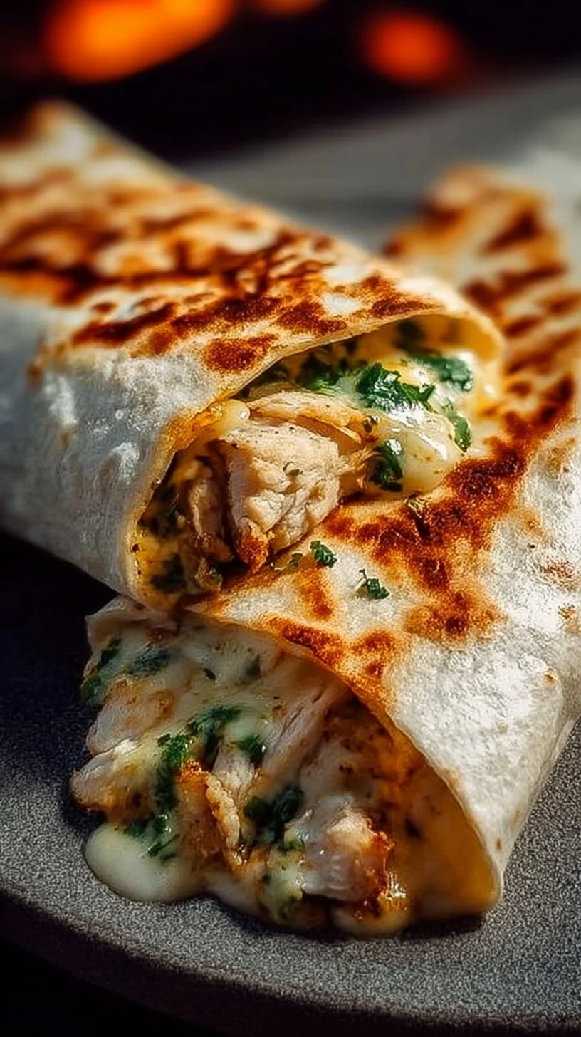 Einfache Käse-Knoblauch-Hühnchen-Wraps