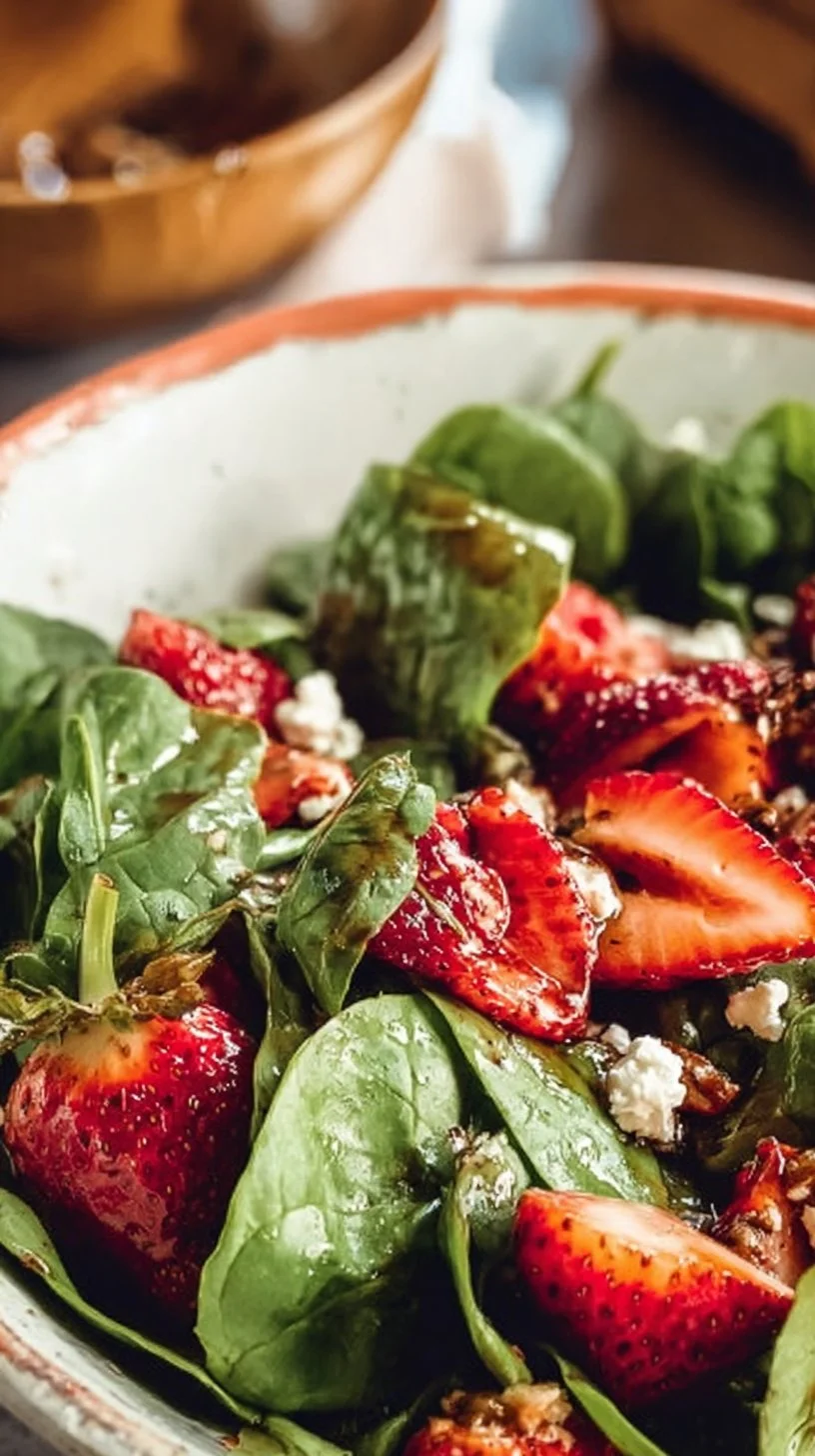 Erdbeer-Spinat-Salat mit hausgemachtem Balsamico-Dressing