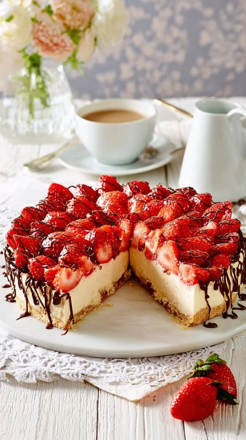 Leckere Erdbeertorte mit frischen Erdbeeren und Sahne - perfektes Dessert