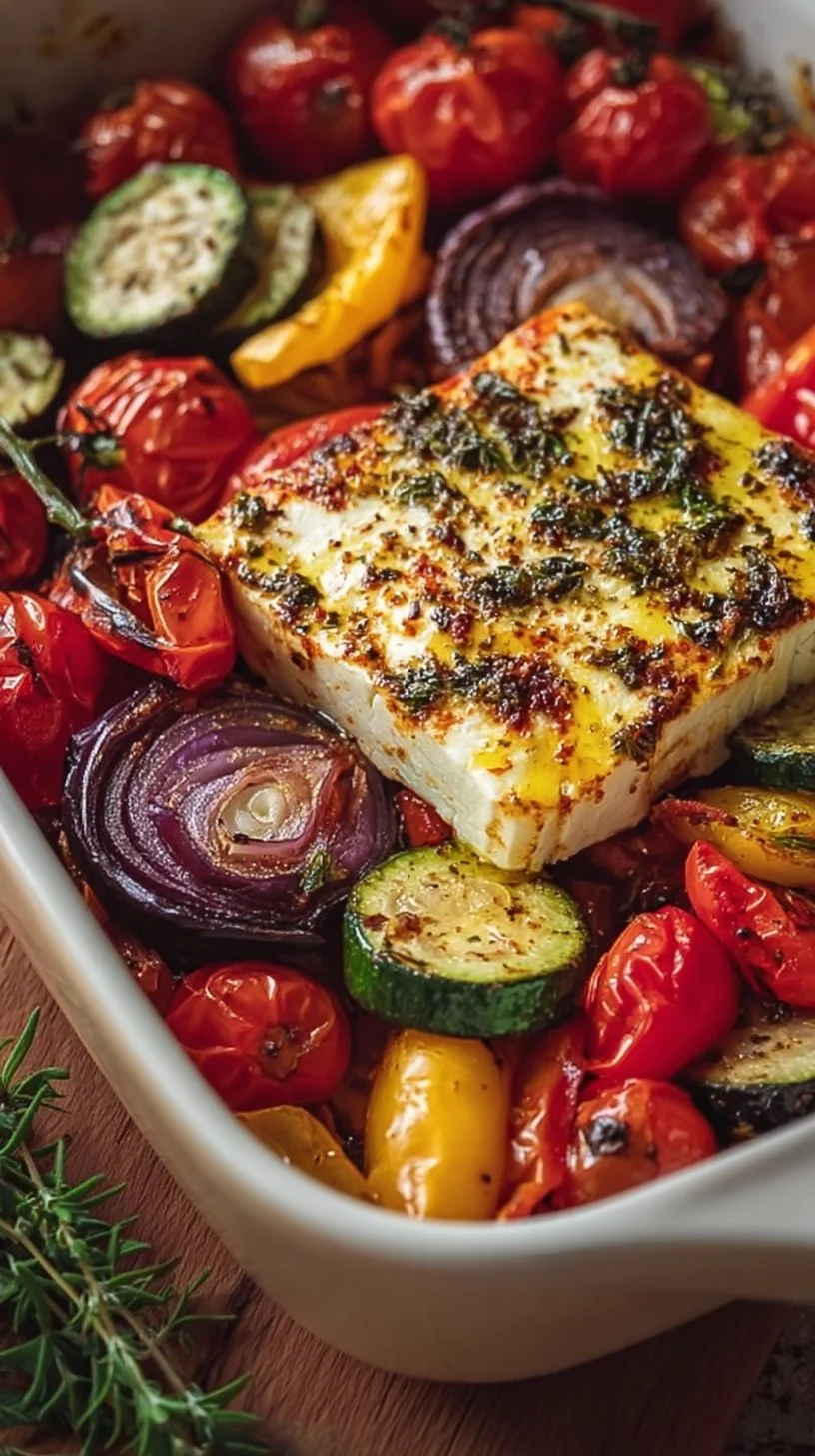 Gebackener Feta auf mediterranem Gemüse