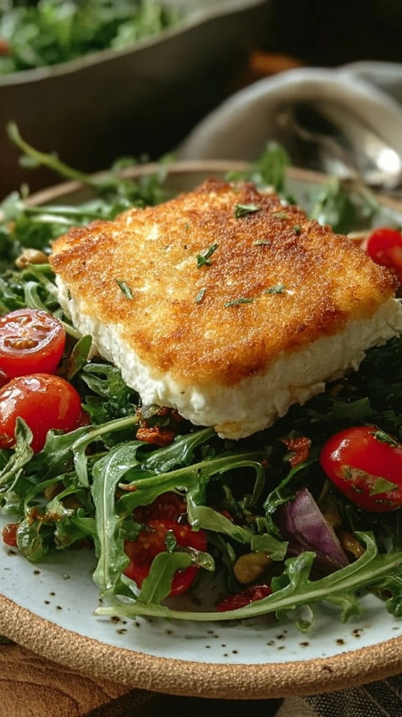 Gebackener Feta auf Rucolasalat