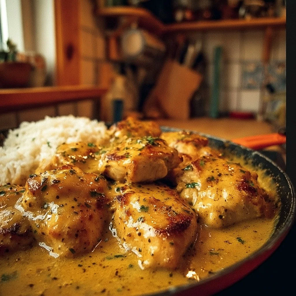 Hähnchen in Honig-Senf-Sauce