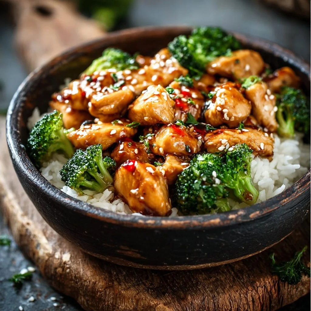 Hähnchen Teriyaki mit Brokkoli und Reis