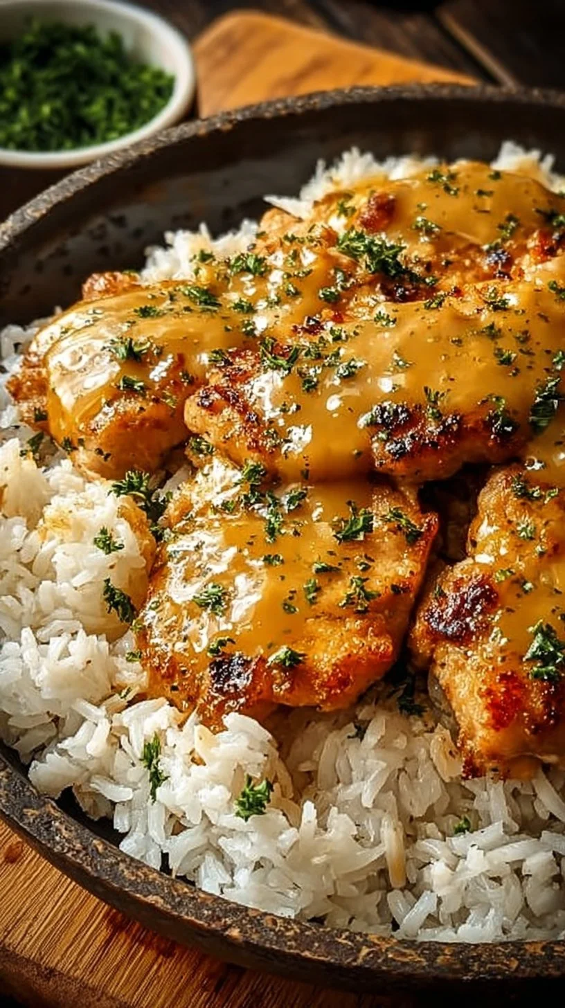 Honig Senf Hähnchen mit Reis