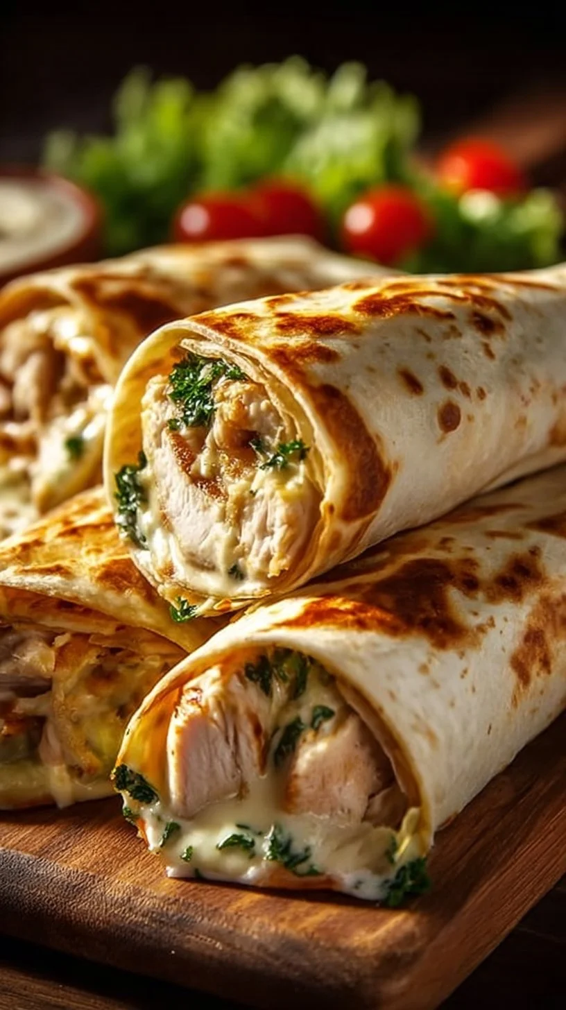 Käse-Knoblauch-Hähnchen-Wraps