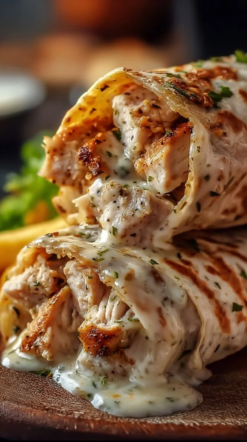 Käse-Knoblauch-Hühnchen-Wraps