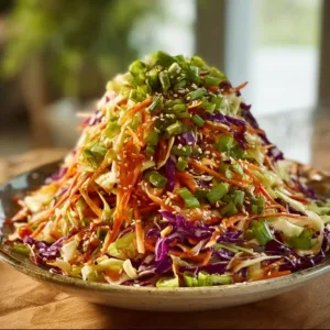 Knuspriger asiatischer Kohlsalat mit Sesamdressing in einer Schüssel serviert