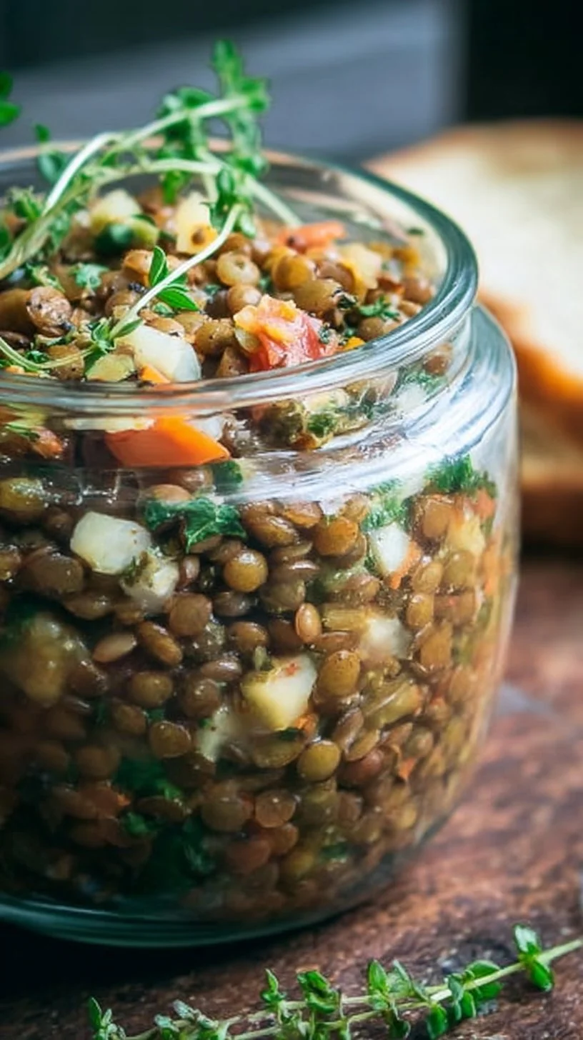 Lauwarmer Linsensalat im Glas