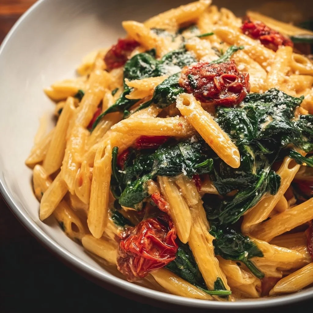Leckere Spinat-Tomaten-Pasta