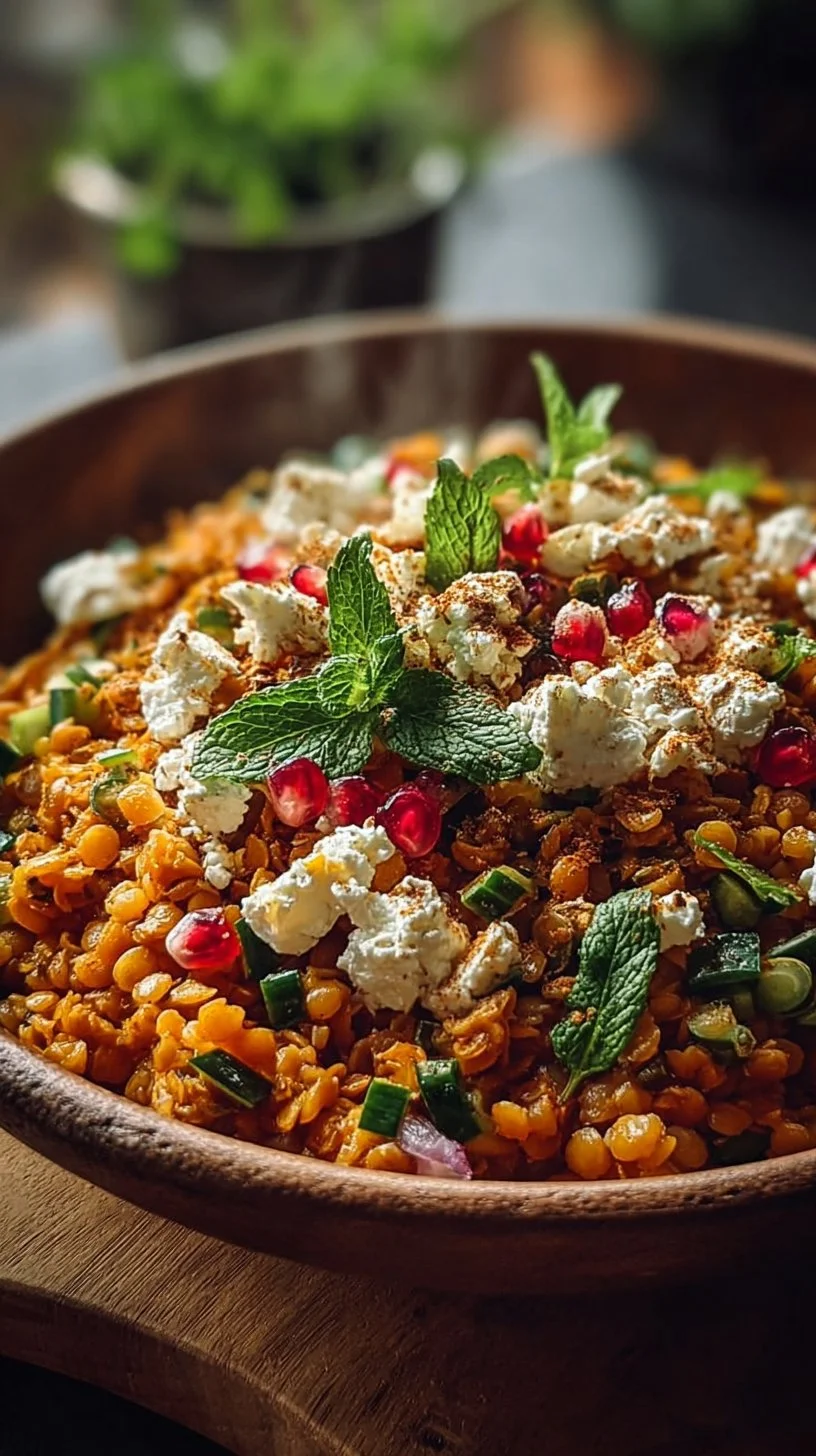 Orientalischer Rote Linsen Salat mit Feta