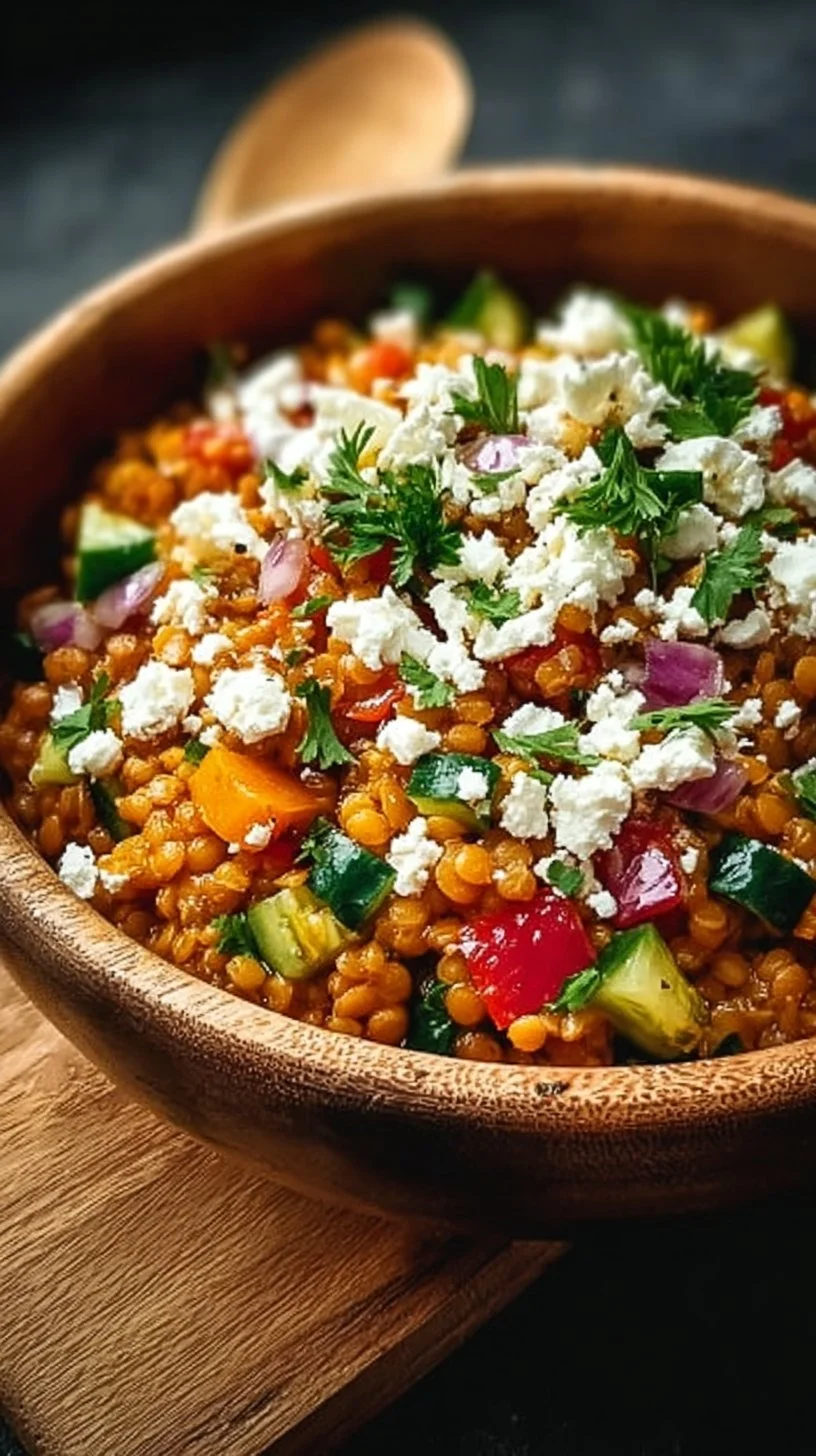 Orientalischer Rote Linsen Salat mit Feta