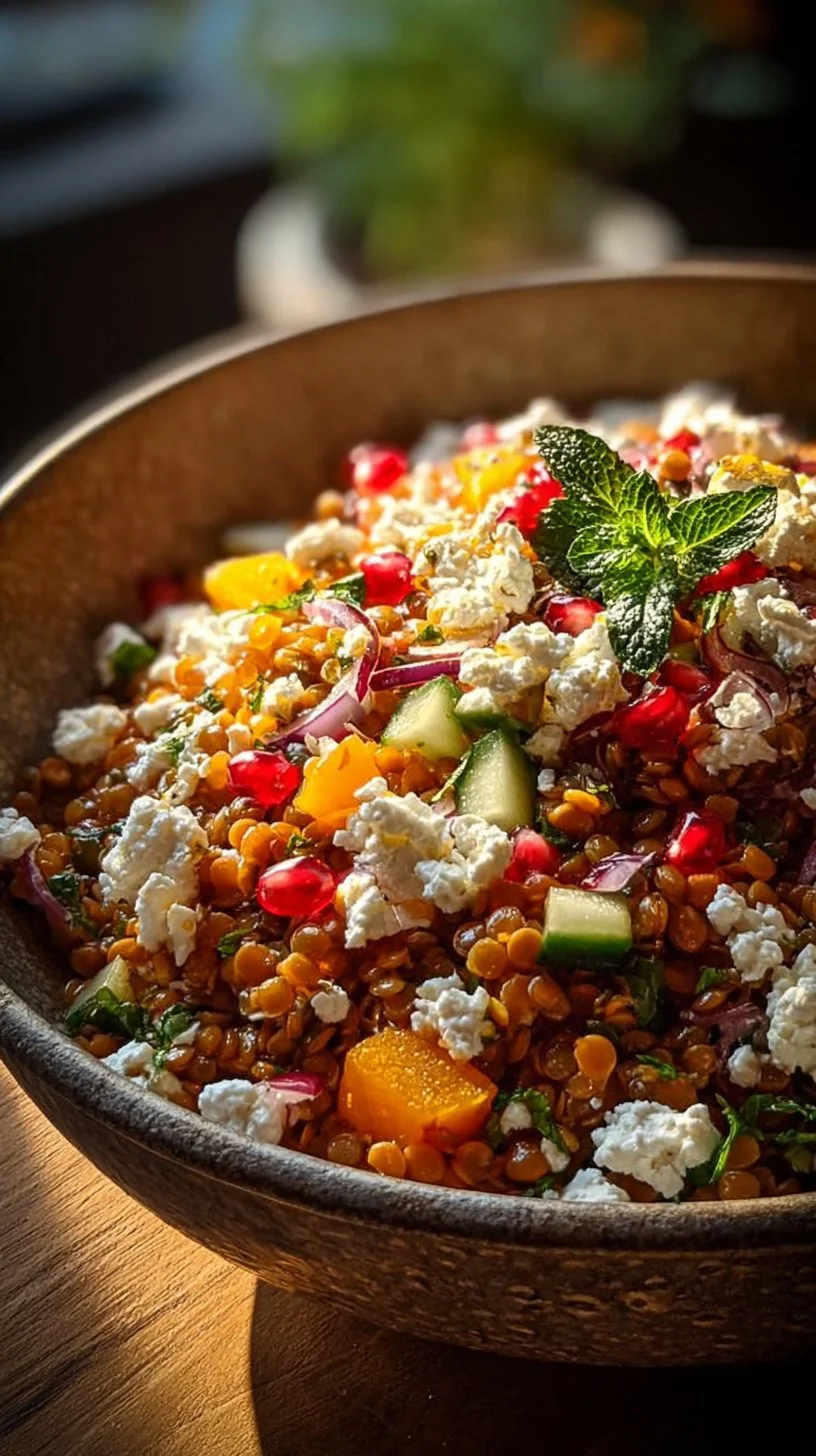 Orientalischer Rote Linsen Salat mit Feta