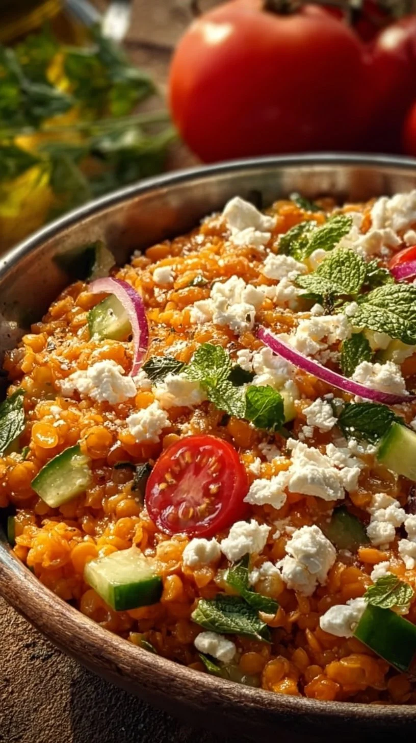 Orientalischer Rote Linsensalat mit Feta