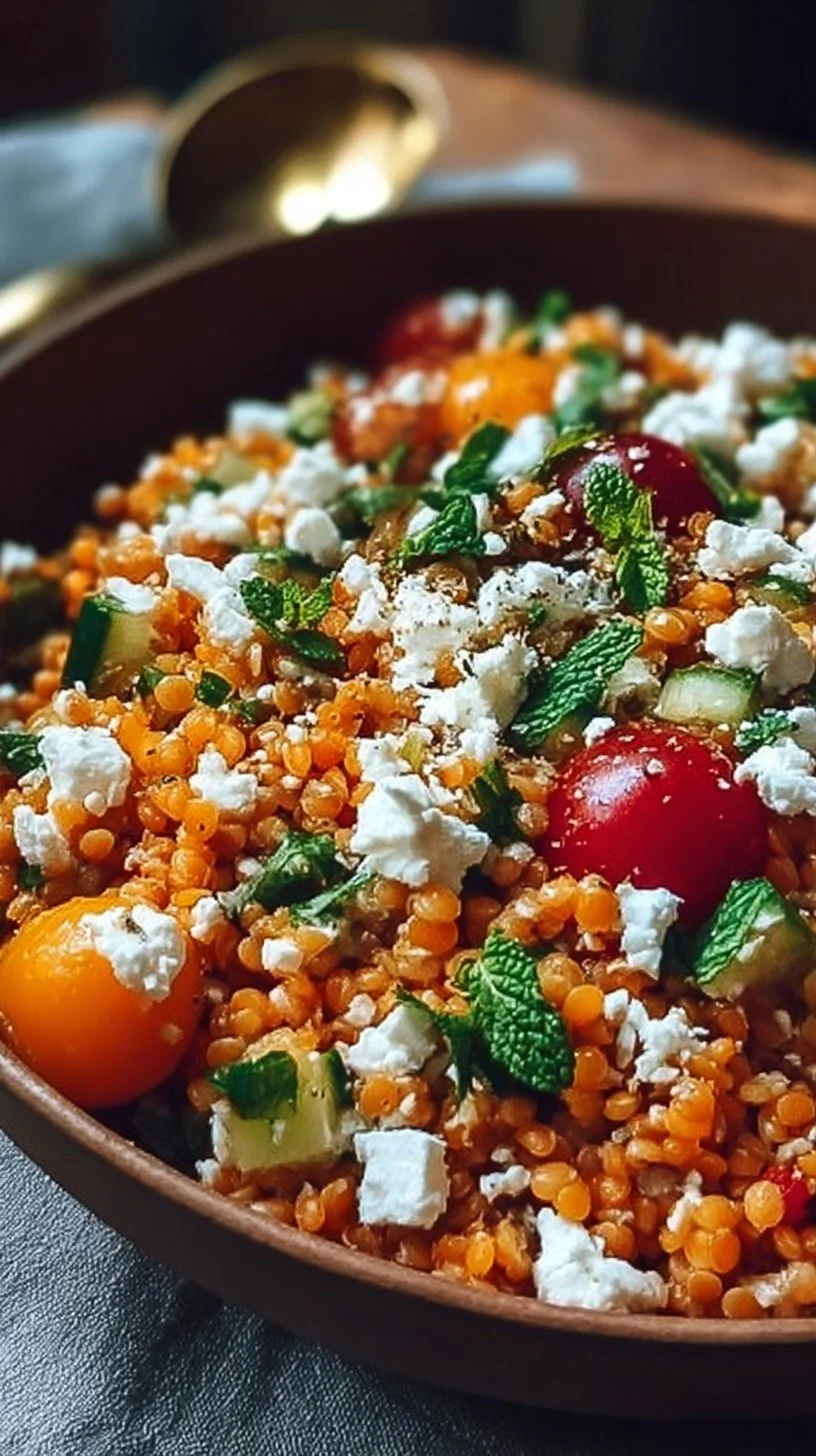 Orientalischer Rote Linsensalat mit Feta einfach genießen!