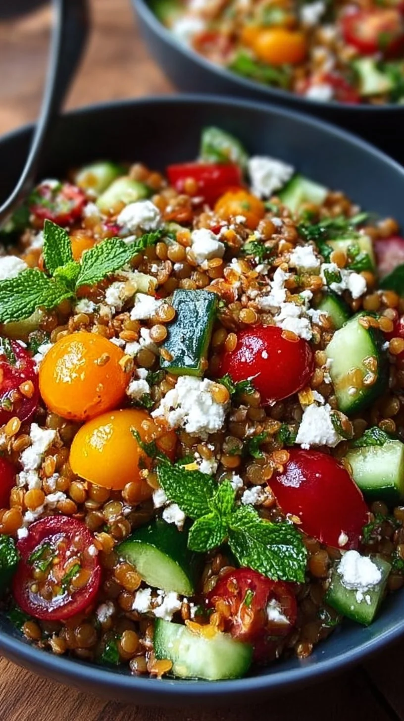 Orientalischer Rote Linsensalat mit Feta einfach genießen!