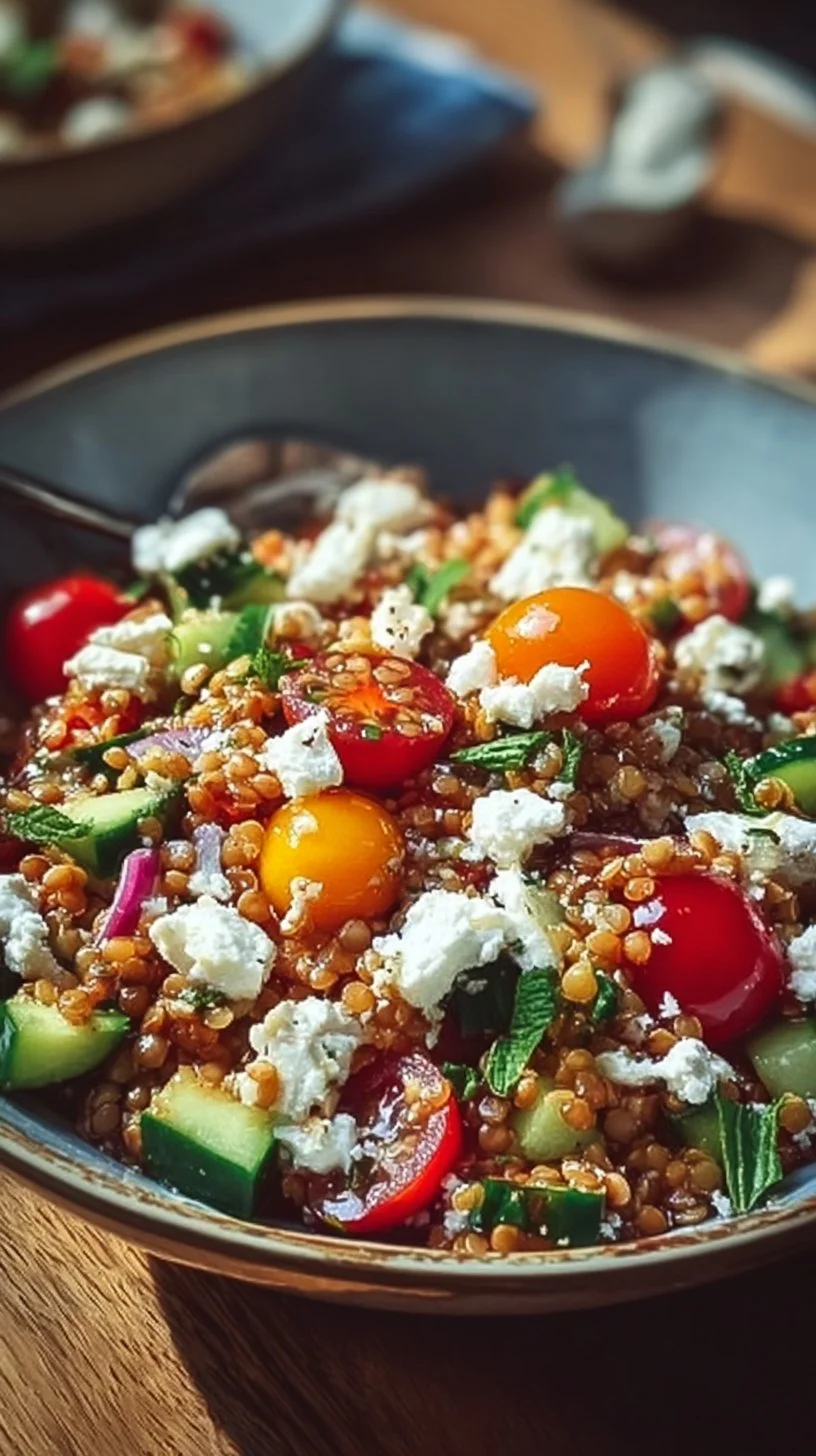 Orientalischer Rote Linsensalat mit Feta einfach genießen!