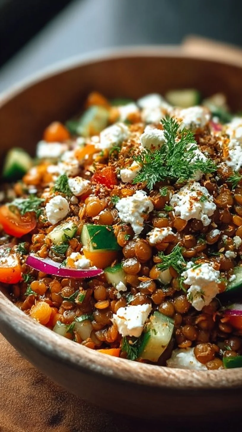 Orientalischer Rote Linsensalat mit Feta – Gesund & Lecker!