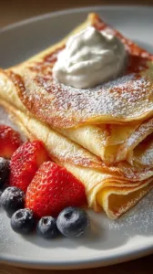 Leckere Quark-Pfannkuchen ohne Mehl auf einem Teller serviert