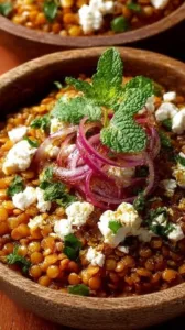 Rote-Linsen-Salat mit Feta und frischem Gemüse