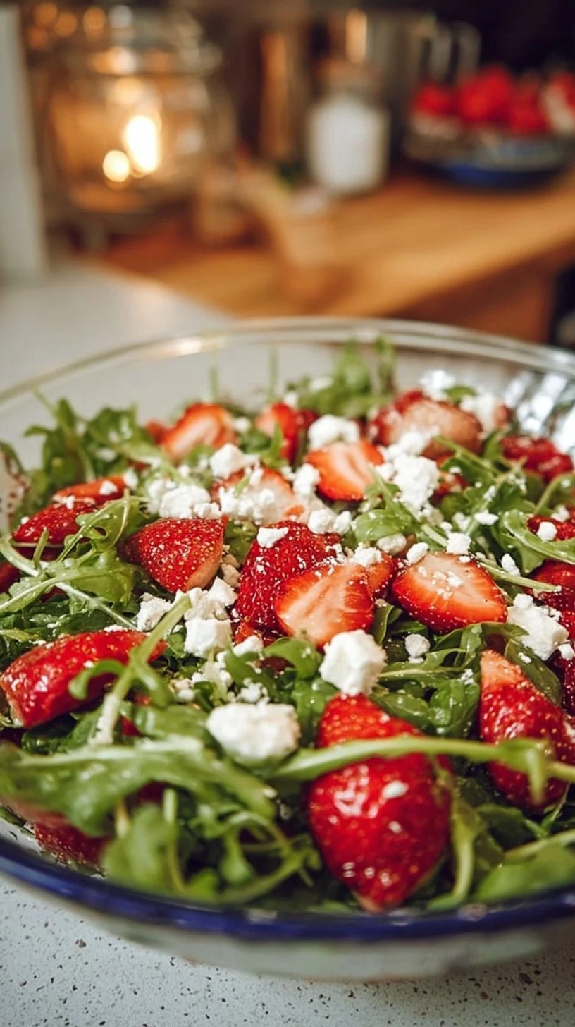 Rucolasalat mit Erdbeeren und Schafskäse