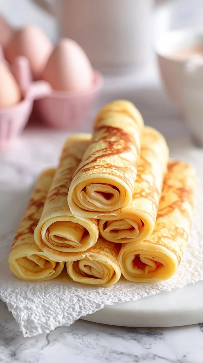 Saftige Quarkpfannkuchen auf einem Teller, der mit frischen Früchten dekoriert ist.