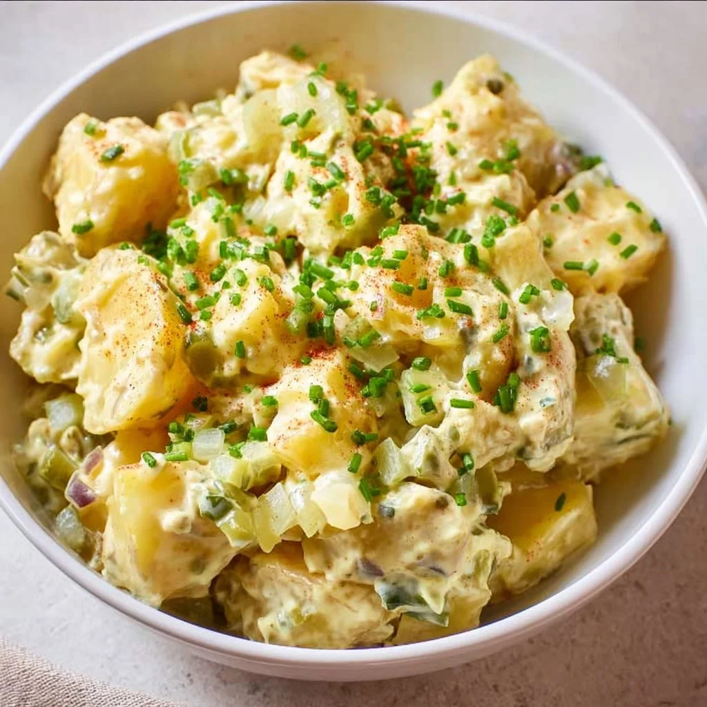 Schneller Kartoffelsalat mit frischen Zutaten und Dressing