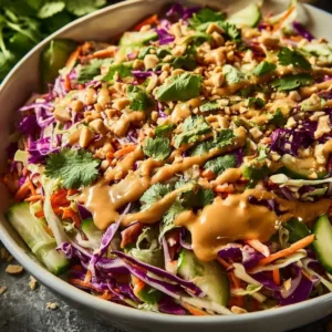 Thai Crunch-Salat mit Erdnuss-Ingwer-Sauce, frisch und knusprig serviert