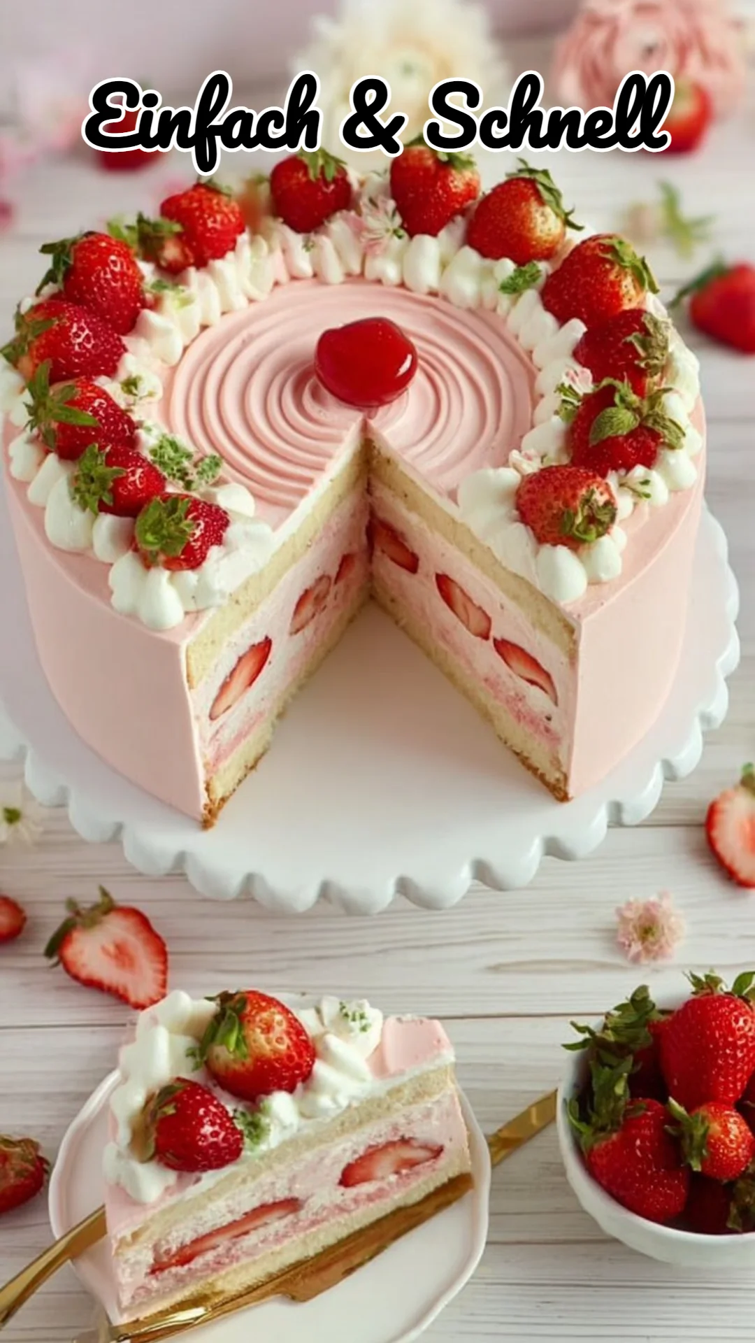 🍓 Traumhaft raffinierte Erdbeer-Quark-Sahnetorte! 🍓