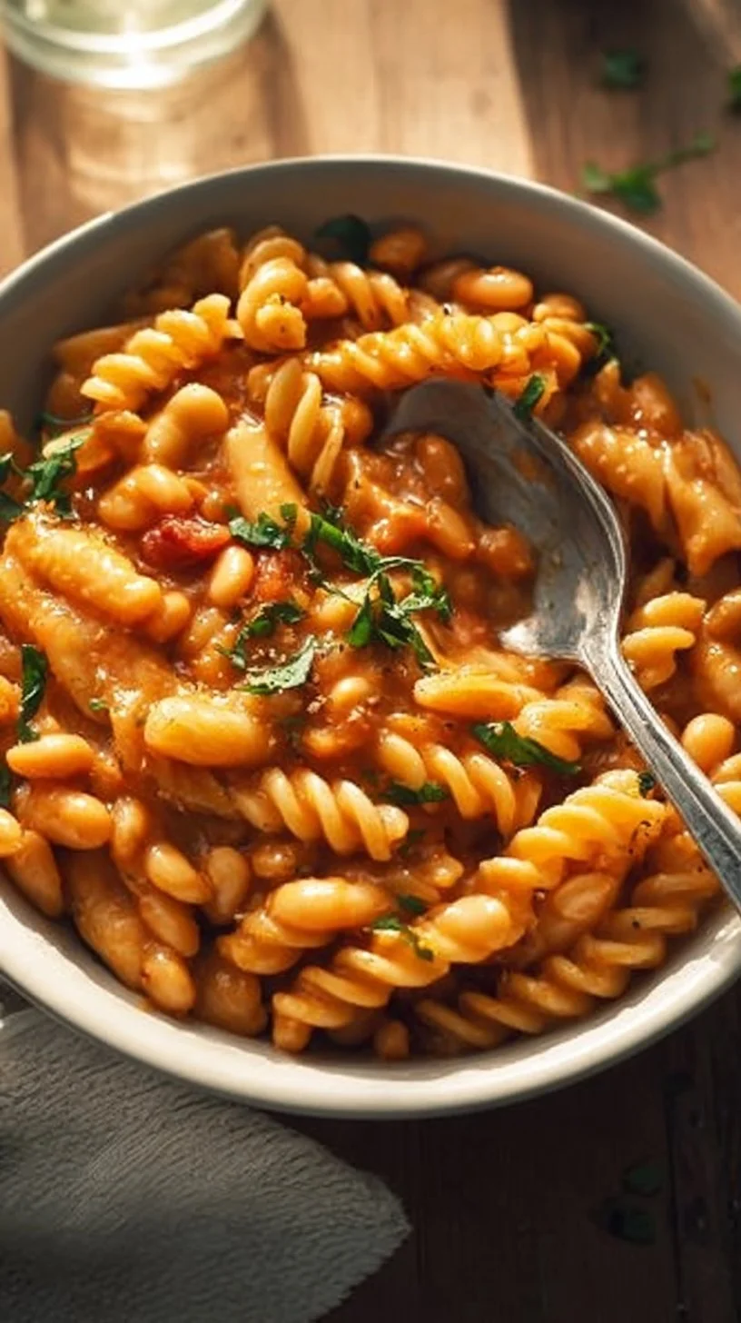 Vegane Pasta mit weißen Bohnen