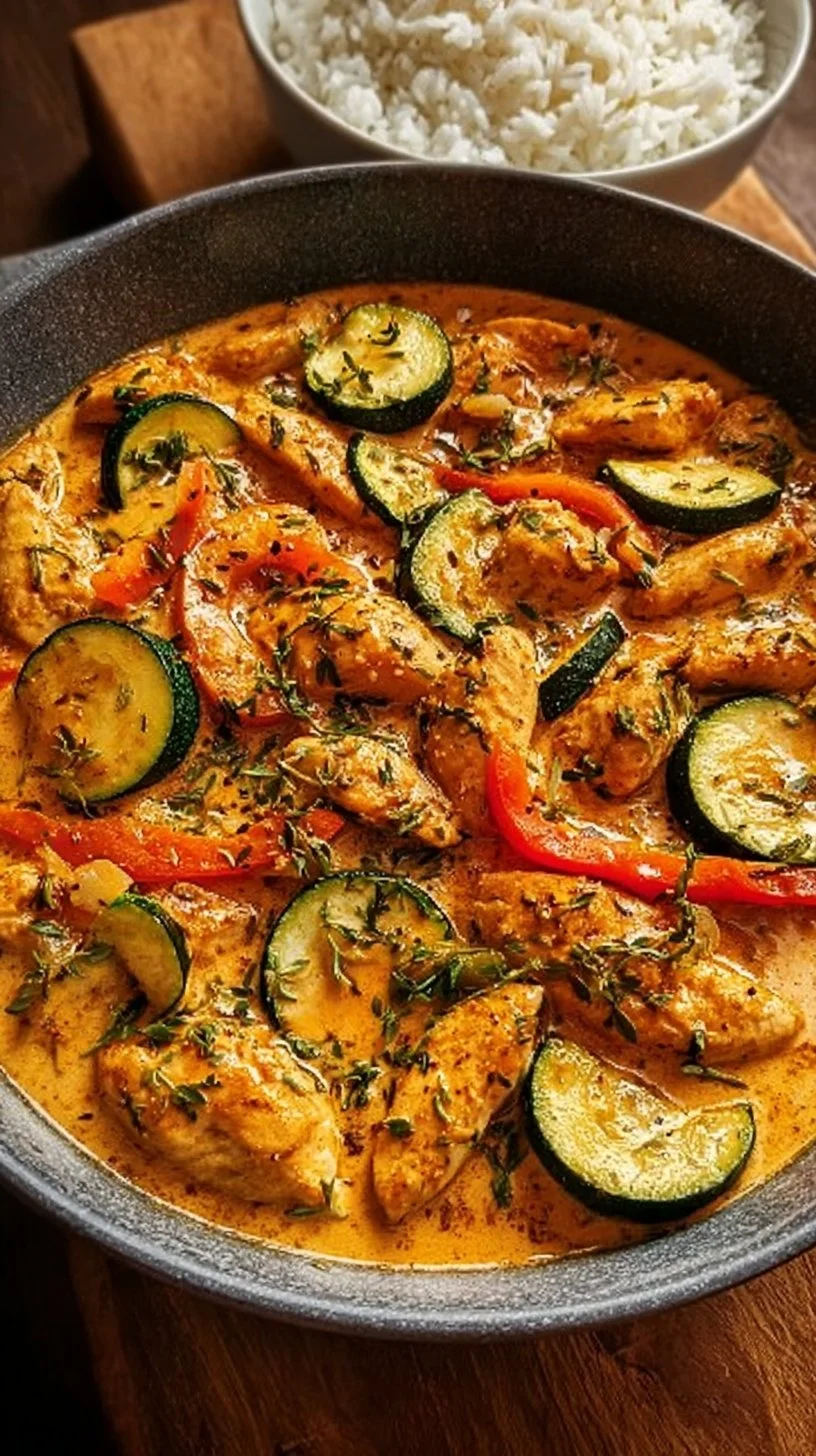 Cremiges Paprika-Zucchini-Hähnchen