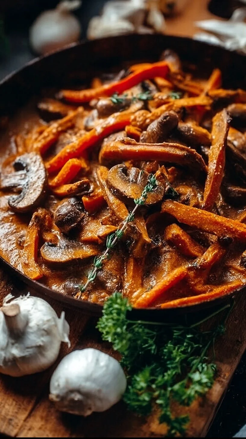 Feuriges Paprika-Geschnetzeltes mit Champignons
