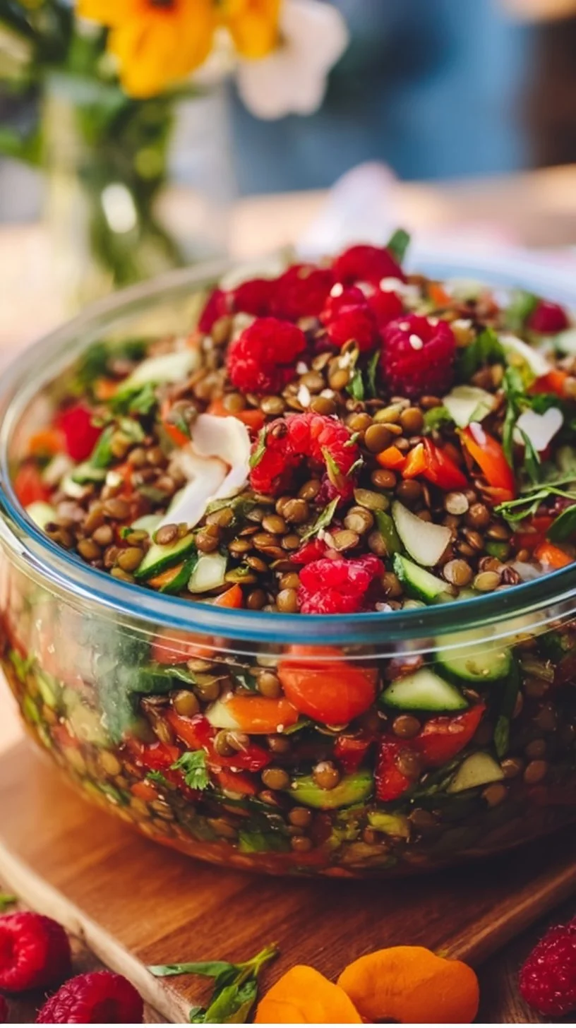 Linsensalat mit Himbeerdressing