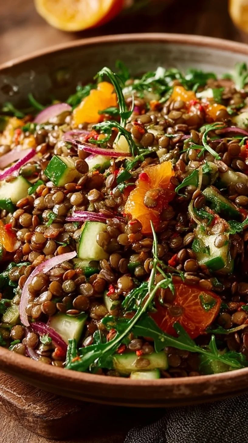 Linsensalat mit Orangen-Dattel-Dressing