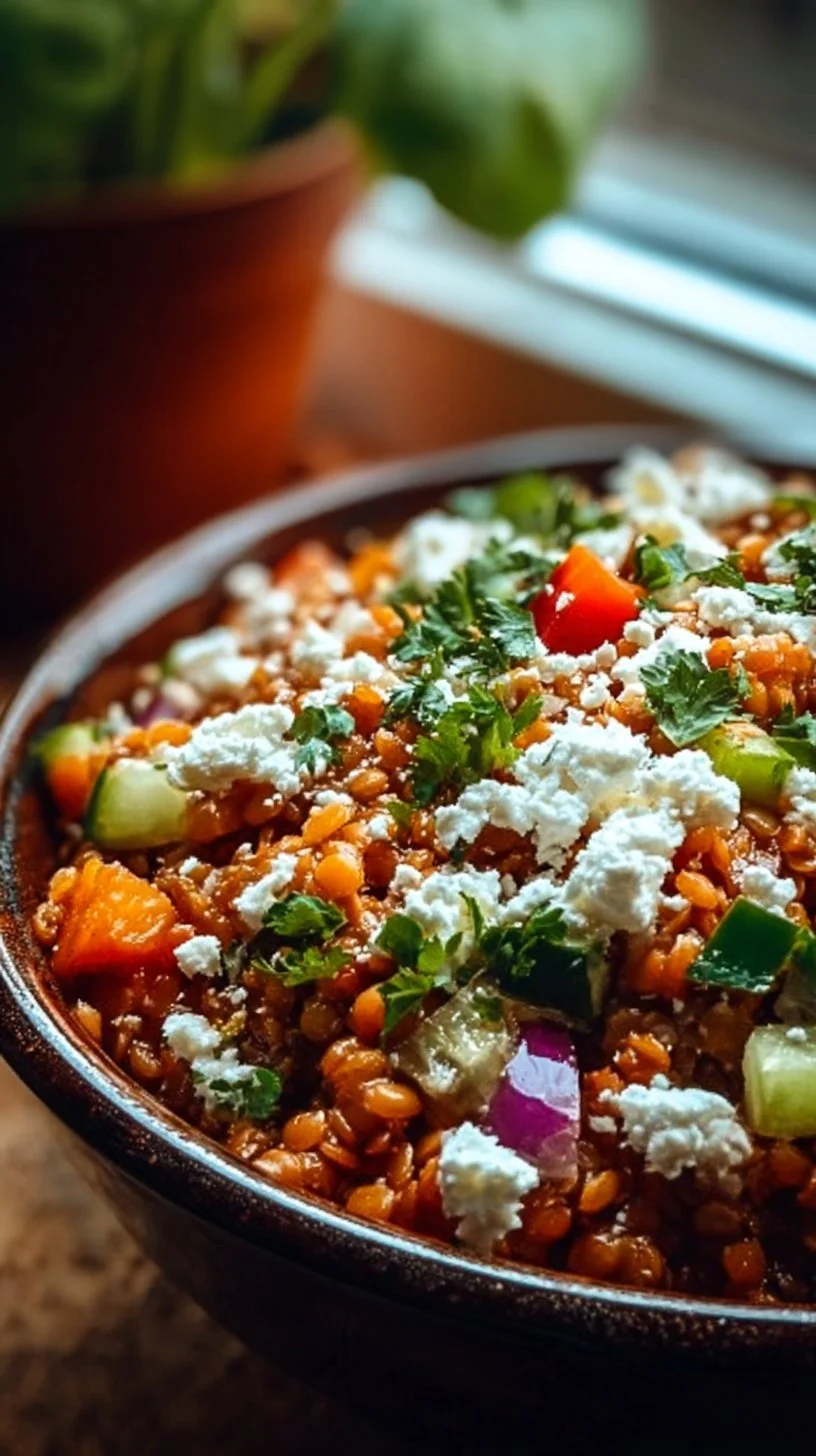 Orientalischer Roter Linsensalat mit Feta – Gesund und Einfach!