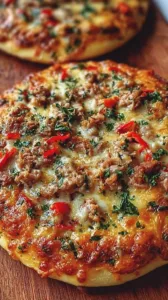 Quark-Öl-Teig-Pizza mit Thunfisch-Creme auf einem Teller serviert.