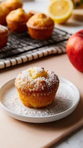 Leckere Apfelmuffins mit frischen Äpfeln auf einem Teller