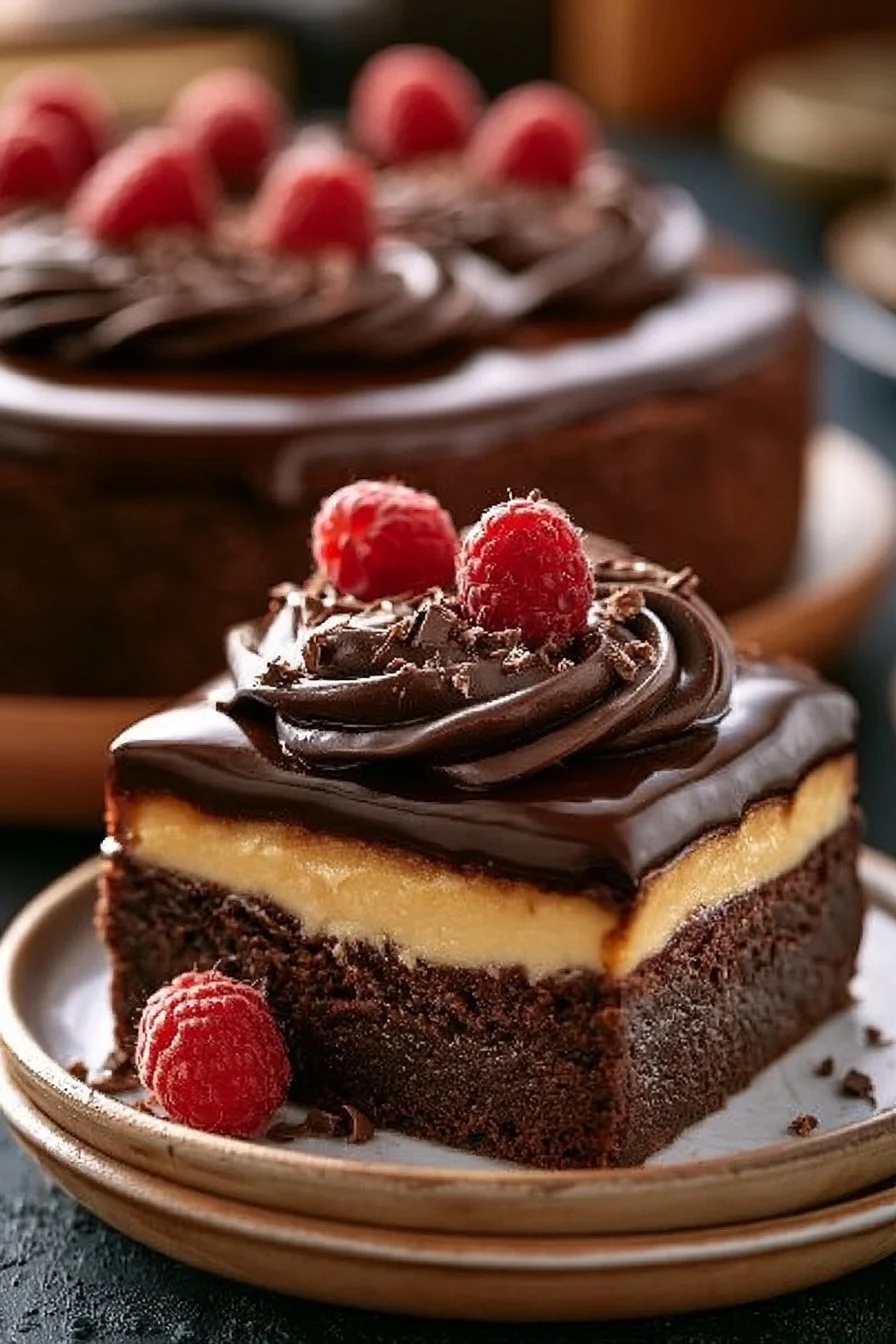 Schokoladiger Brownie-Käsekuchen als Geburtstagsüberraschung