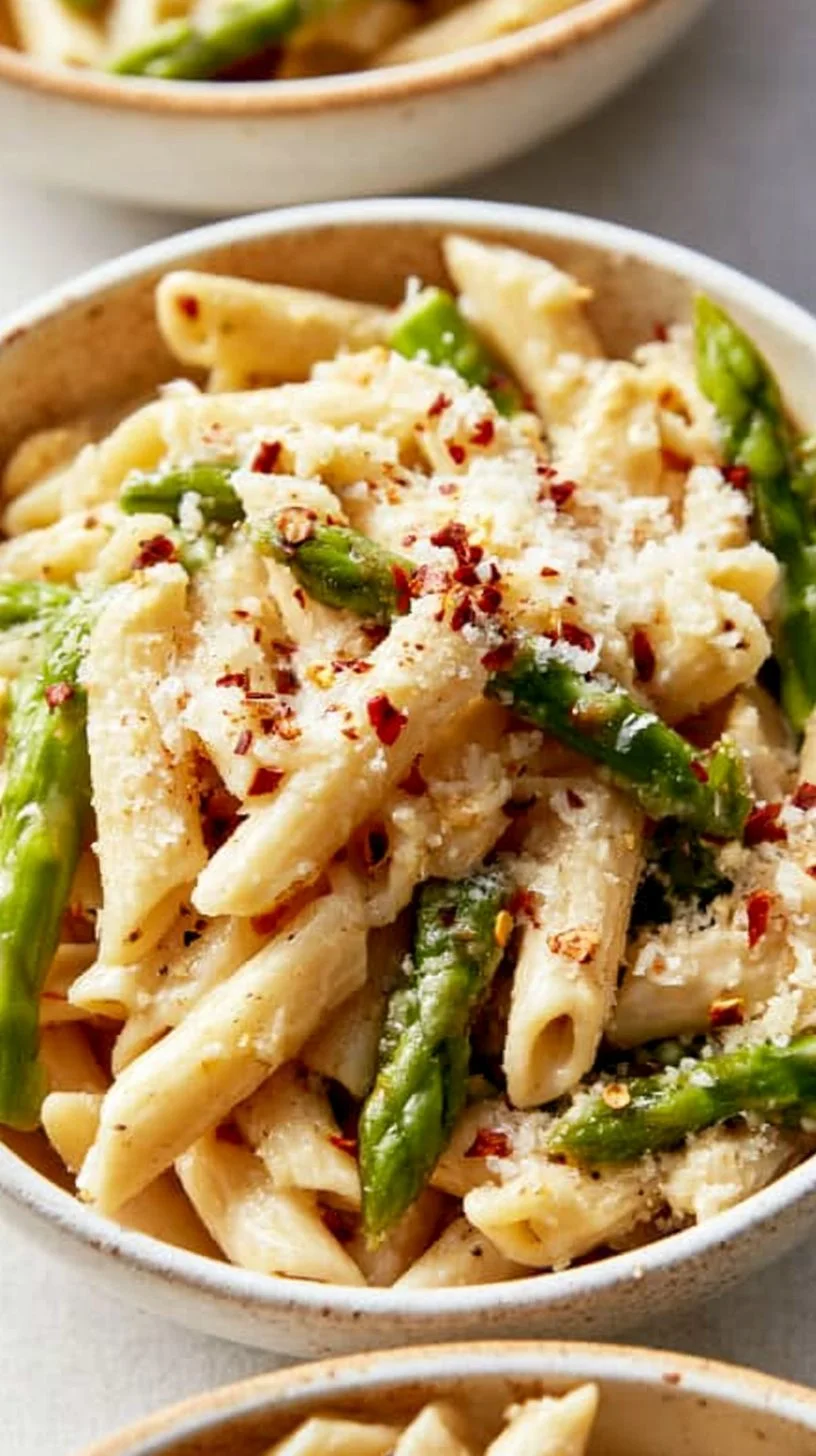 Cremige Zitronen-Weiße-Bohnen-Pasta auf einem Teller serviert