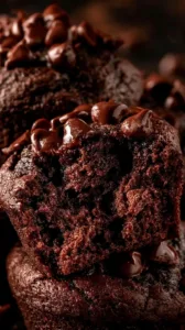 Doppelte Schokoladen-Muffins mit Schokoladenglasur und Schokoladenstückchen