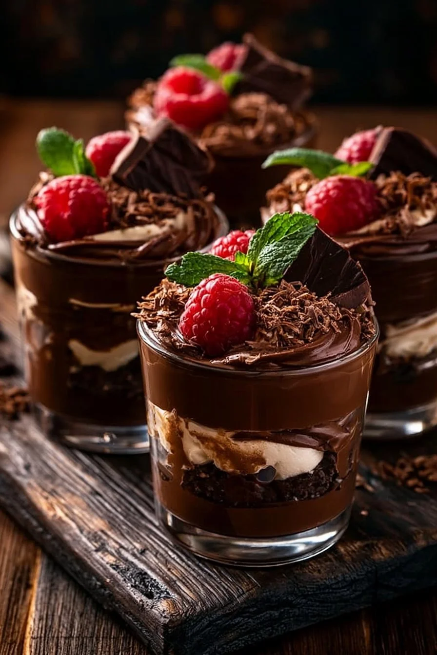 Dreischokoladenmousse in Gläsern für ein perfektes Dessert