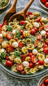 Ein einfacher und schmackhafter Tortellinisalat mit Pesto.
