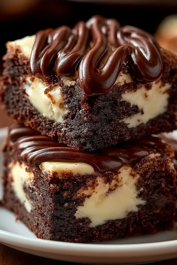 Frischkäse-Brownies mit schokoladigem Teig und cremiger Frischkäsefüllung