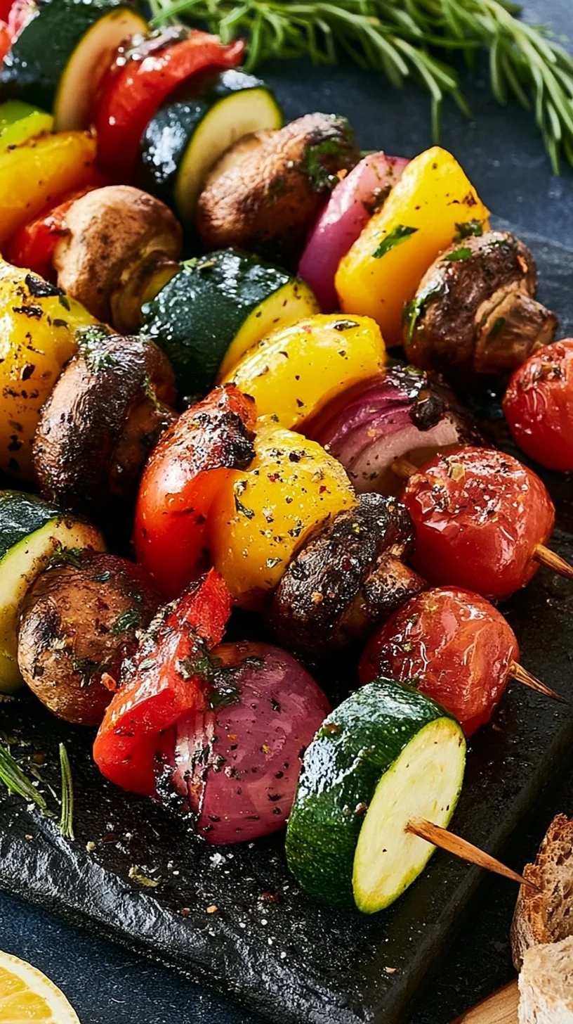 Leckere Gemüsespieße mariniert in Kräuter-Zitronen-Marinade