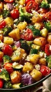 Gesunde vegetarische Kartoffelgerichte auf einem Teller mit frischen Zutaten