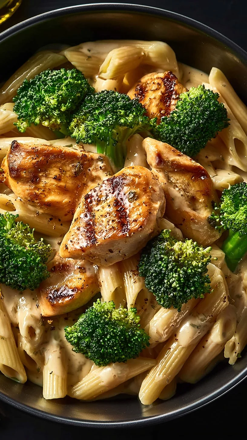 Hähnchen-Brokkoli-Pasta Rezept für 4 Personen mit frischem Gemüse und italienischen Kräutern