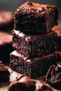 Hausgemachte, saftige Brownies mit Schokolade und Nüssen