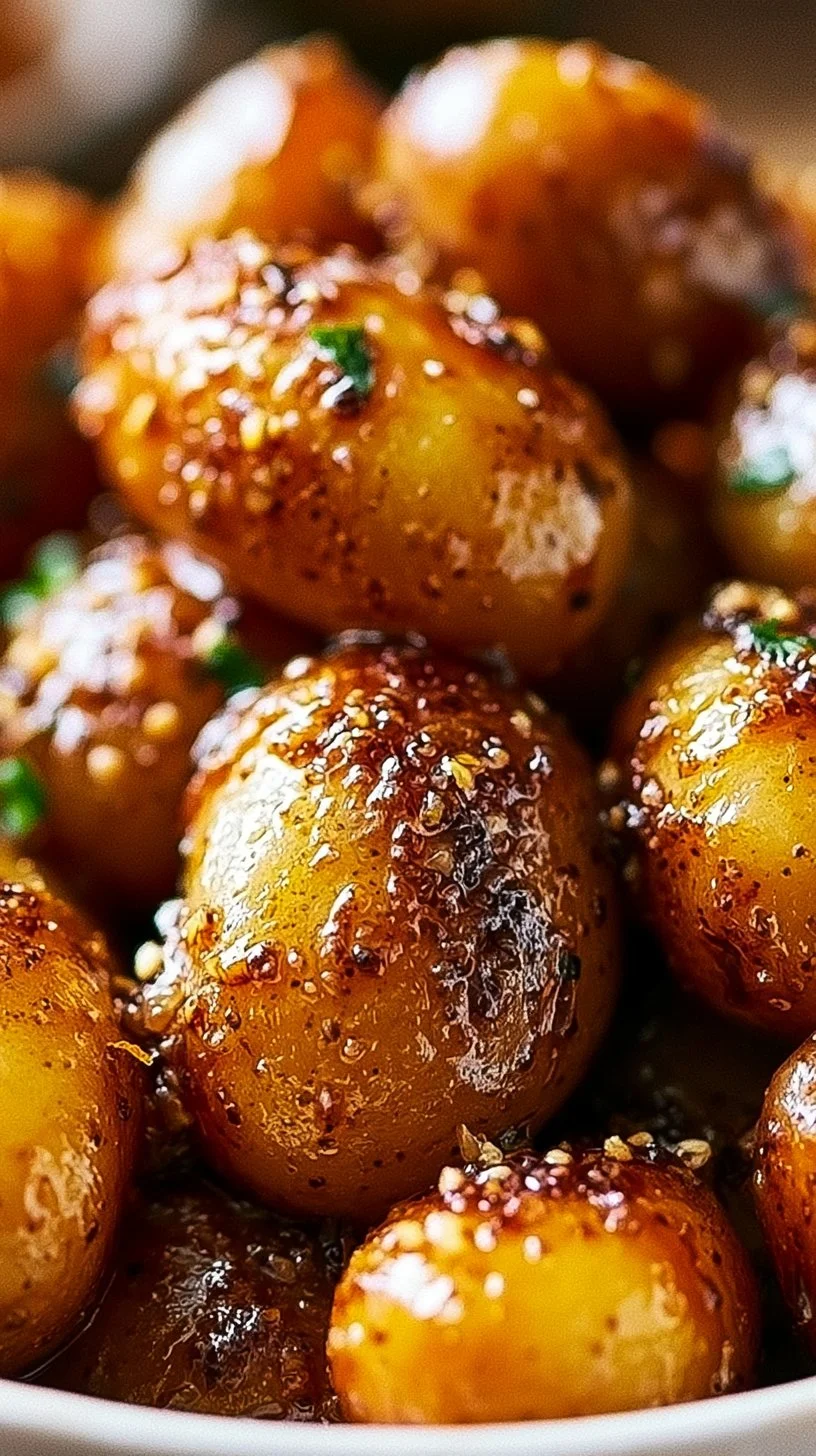 Leckere Honig-Senf-Kartoffeln in einer Schüssel serviert