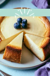 Low Carb Käsekuchen auf einem Teller mit frischen Beeren dekoriert