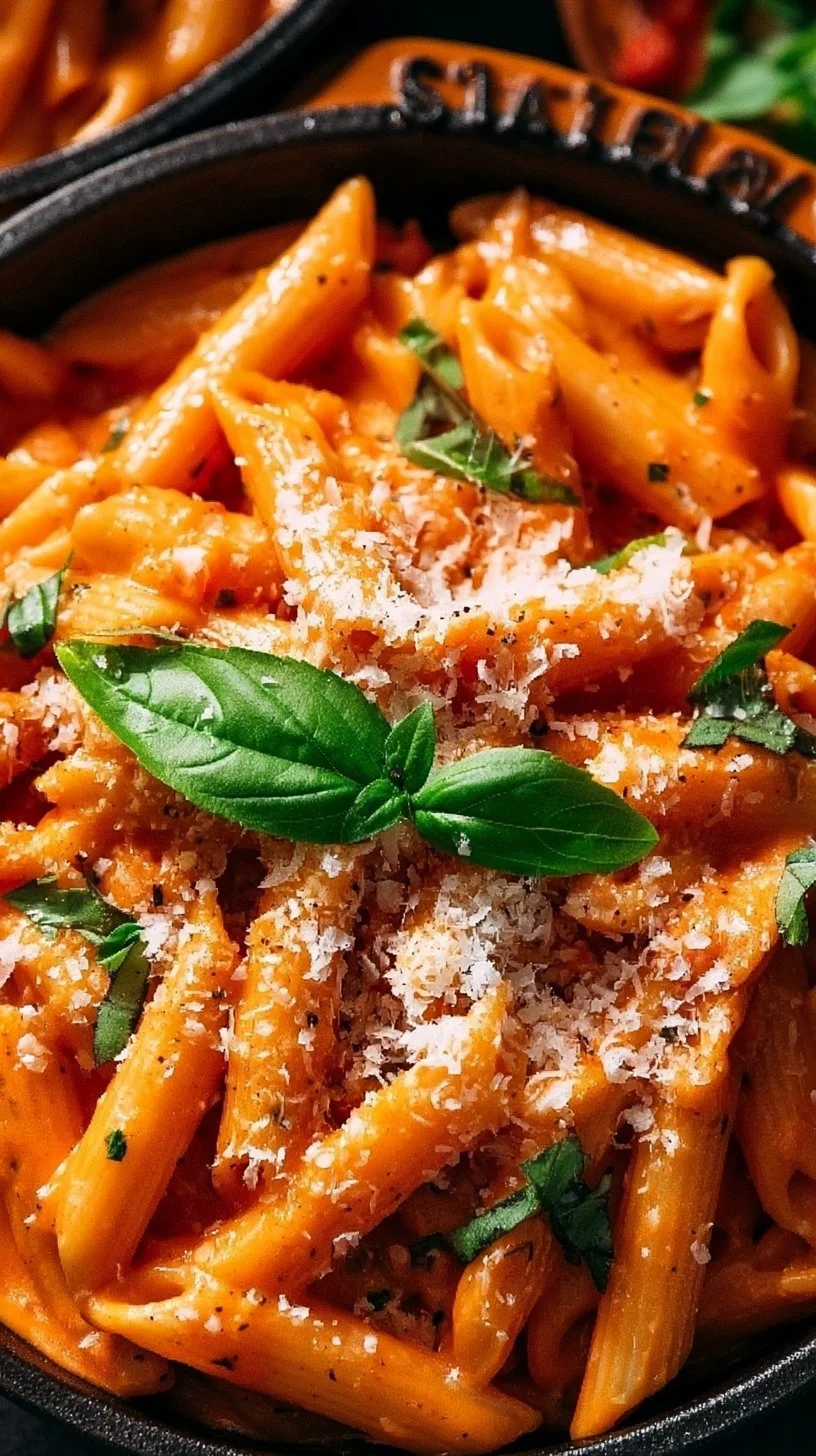Penne alla Vodka in einer schmackhaften Tomatensauce mit Sahne und Gewürzen