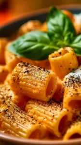 Protein Nudeln mit Hüttenkäse auf einem Teller serviert